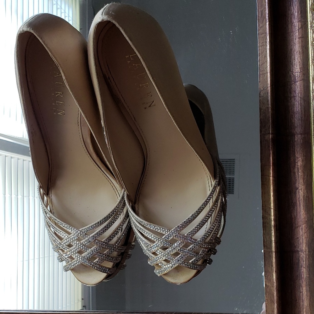 Ralph Lauren Taupe and Glitter Shoes